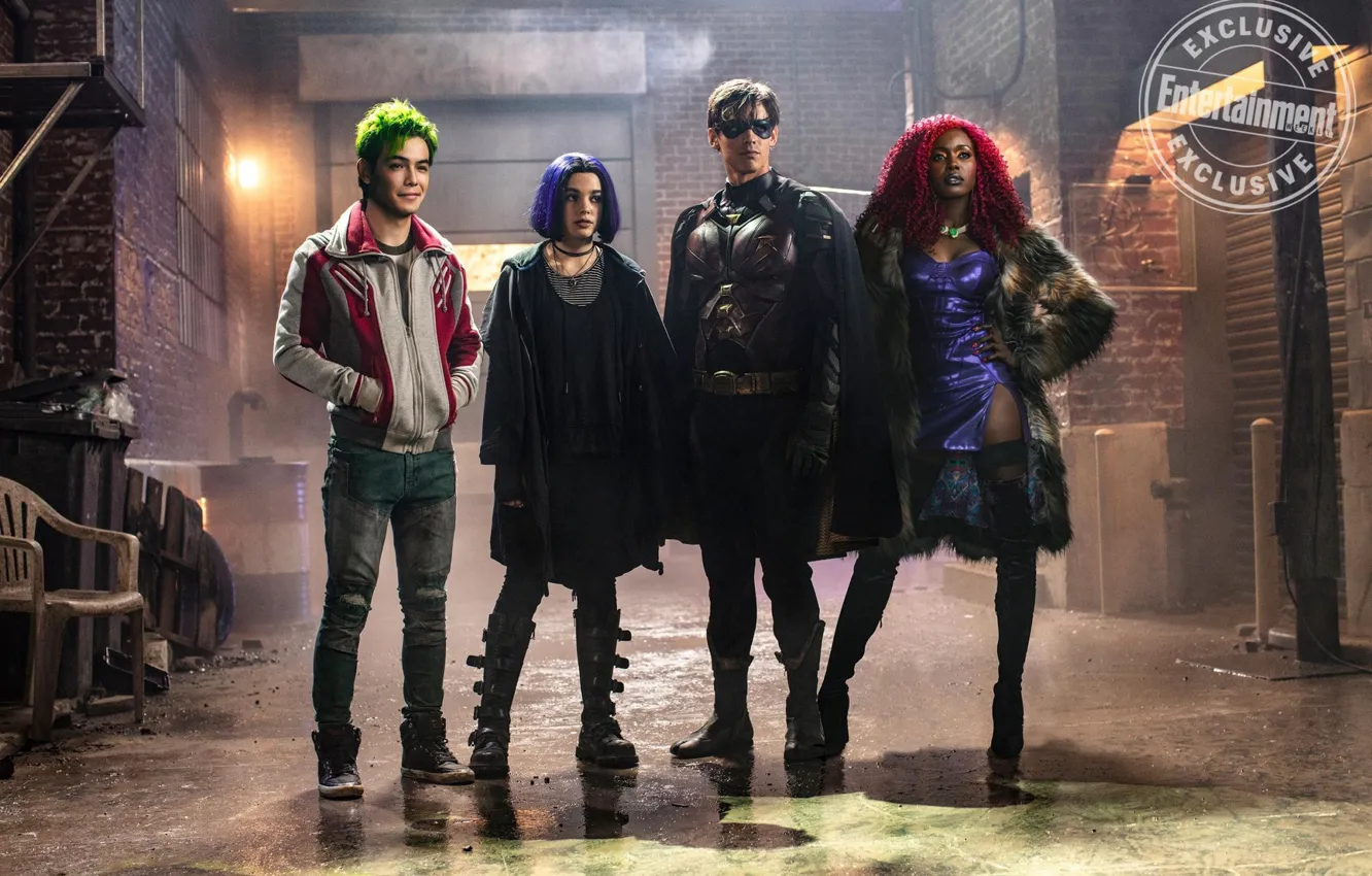 Фото обои взгляд, сериал, актеры, костюмы, Фильмы, Титаны, Titans