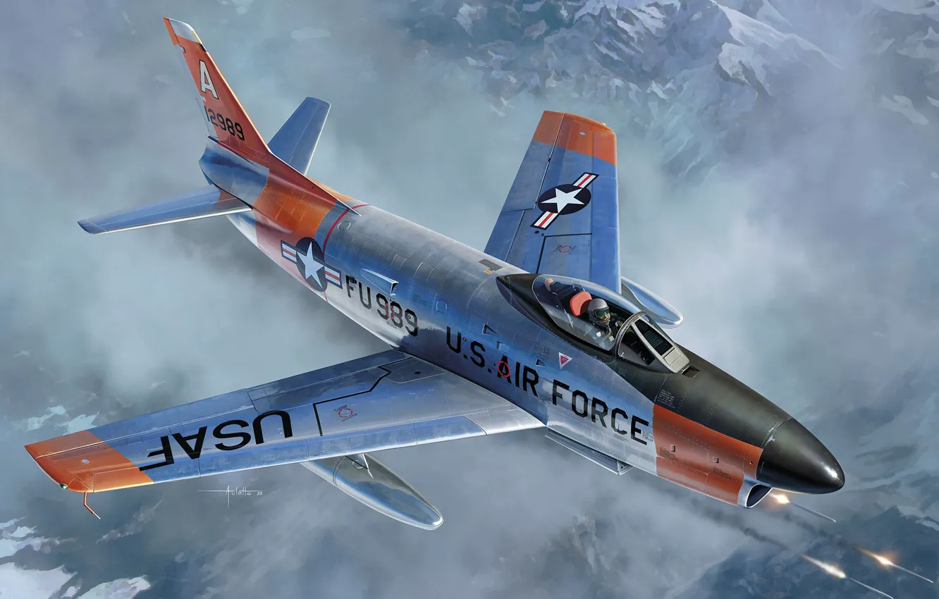 Фото обои США, истребитель-перехватчик, Auletta, US Airforce, F-86D Dog Sabre