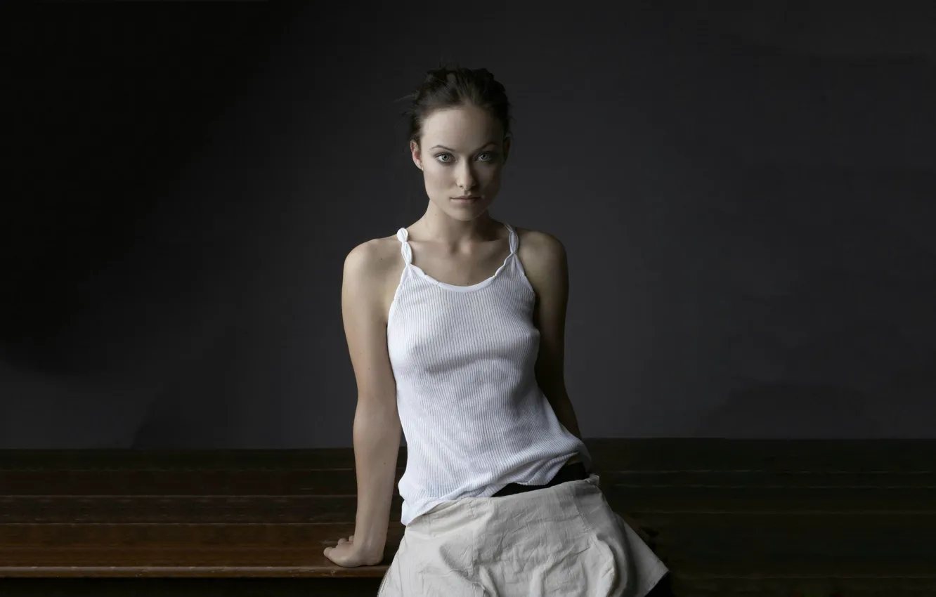 Фото обои Olivia Wilde, beauty, look, actress, a-shirt, wifebeater