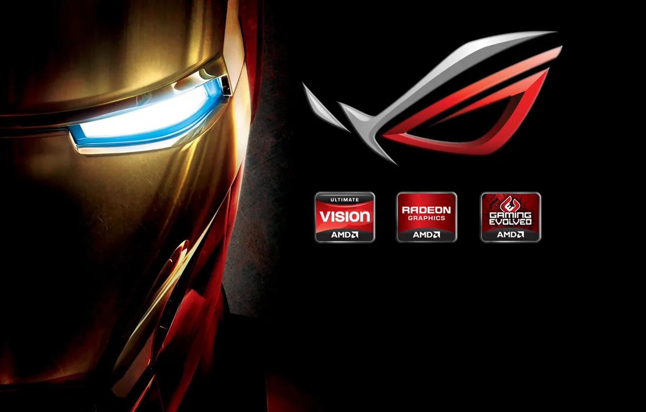 Фото обои логотип, железный человек, бренд, hi-tech, Iron man, company, brand, mask
