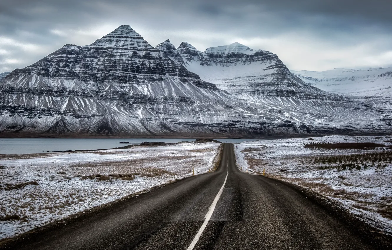 Фото обои road, mountain, Iceland