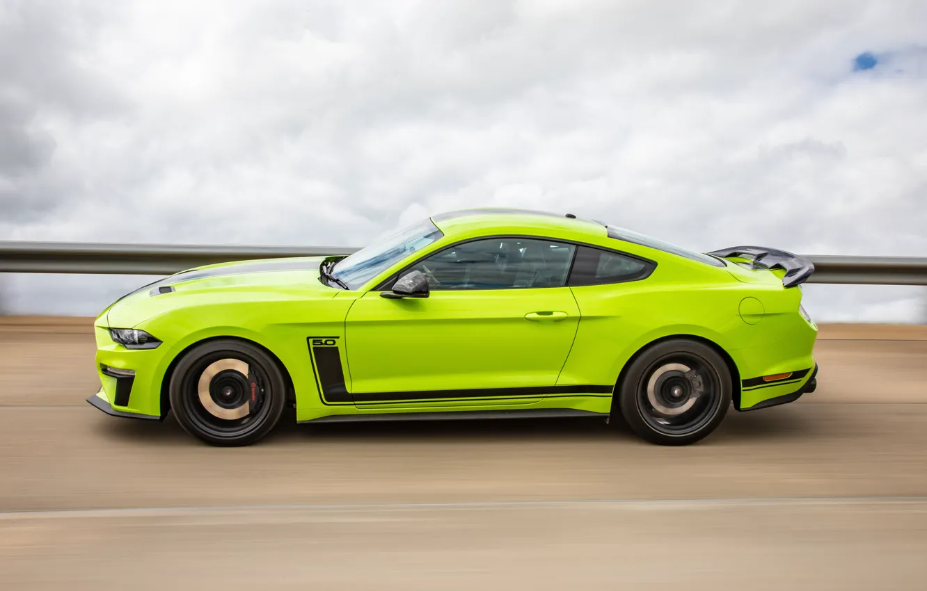 Фото обои скорость, Mustang, Ford, вид сбоку, AU-spec, R-Spec, 2019, Australia version