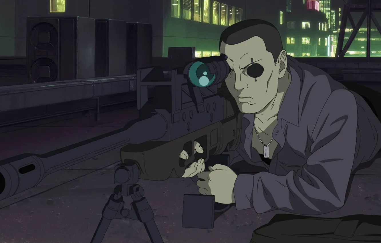 Фото обои gun, weapon, anime, Ghost in the Shell, sniper, suit, animated film, japanese