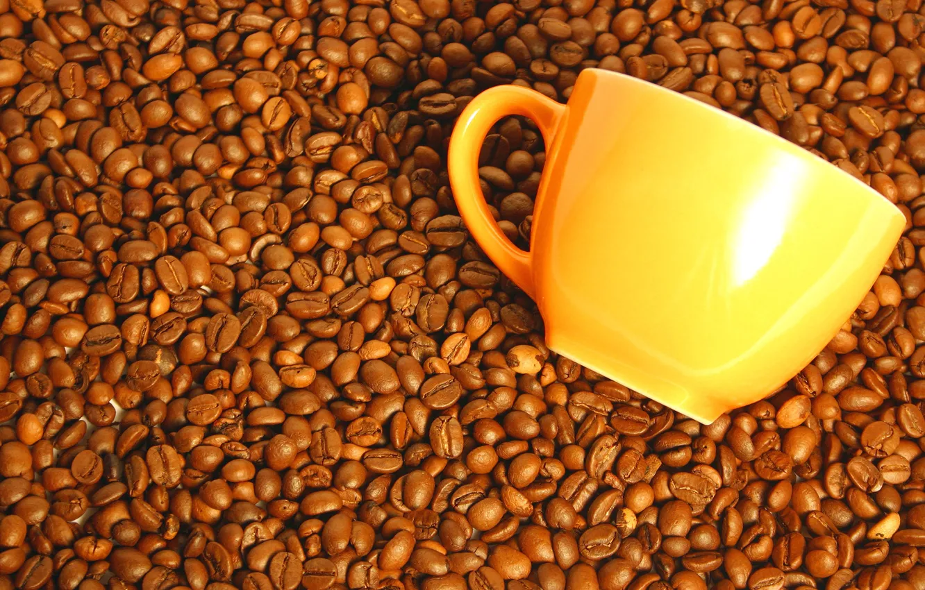 Фото обои кофе, зерна, чашка, coffee