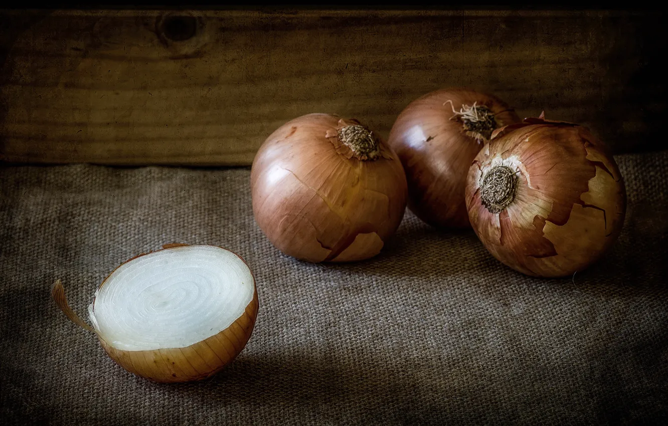 Фото обои макро, лук, овощи, салат, луковица