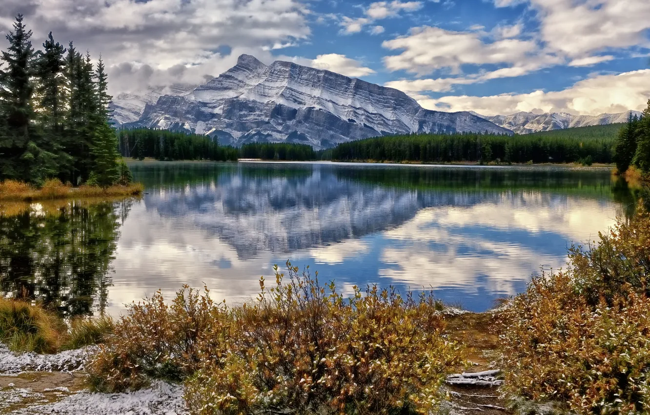 Фото обои горы, озеро, Канада, Banff National Park, Canada, Банф, Mount Rundle