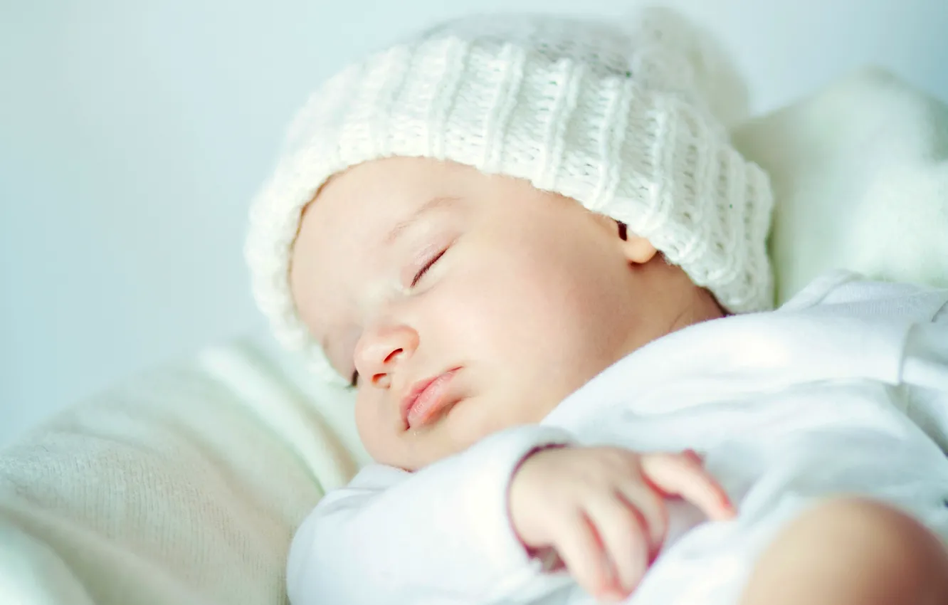 Фото обои шапка, ребенок, малыш, спит, Winter, младенец, baby, kid