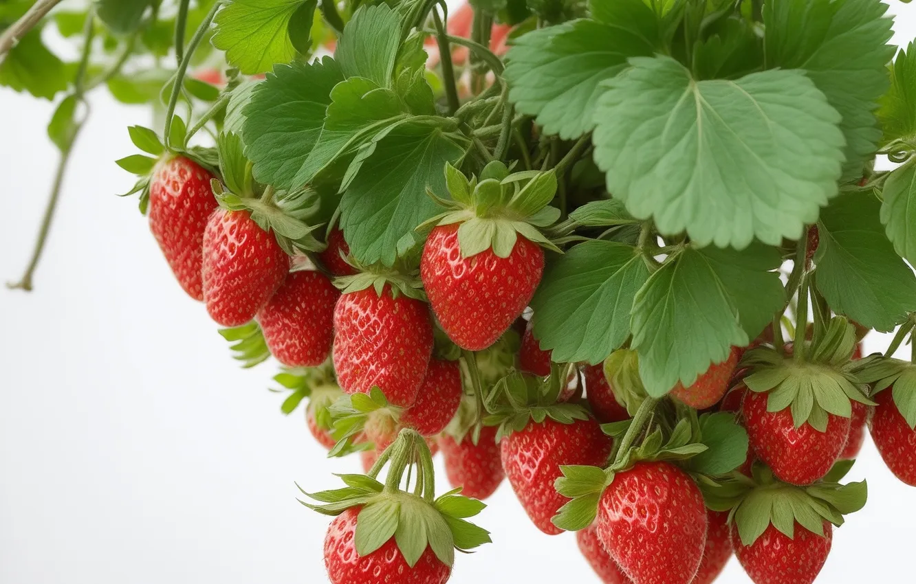 Фото обои красный, зеленый, green, рисунок, еда, berry, клубника, ягода