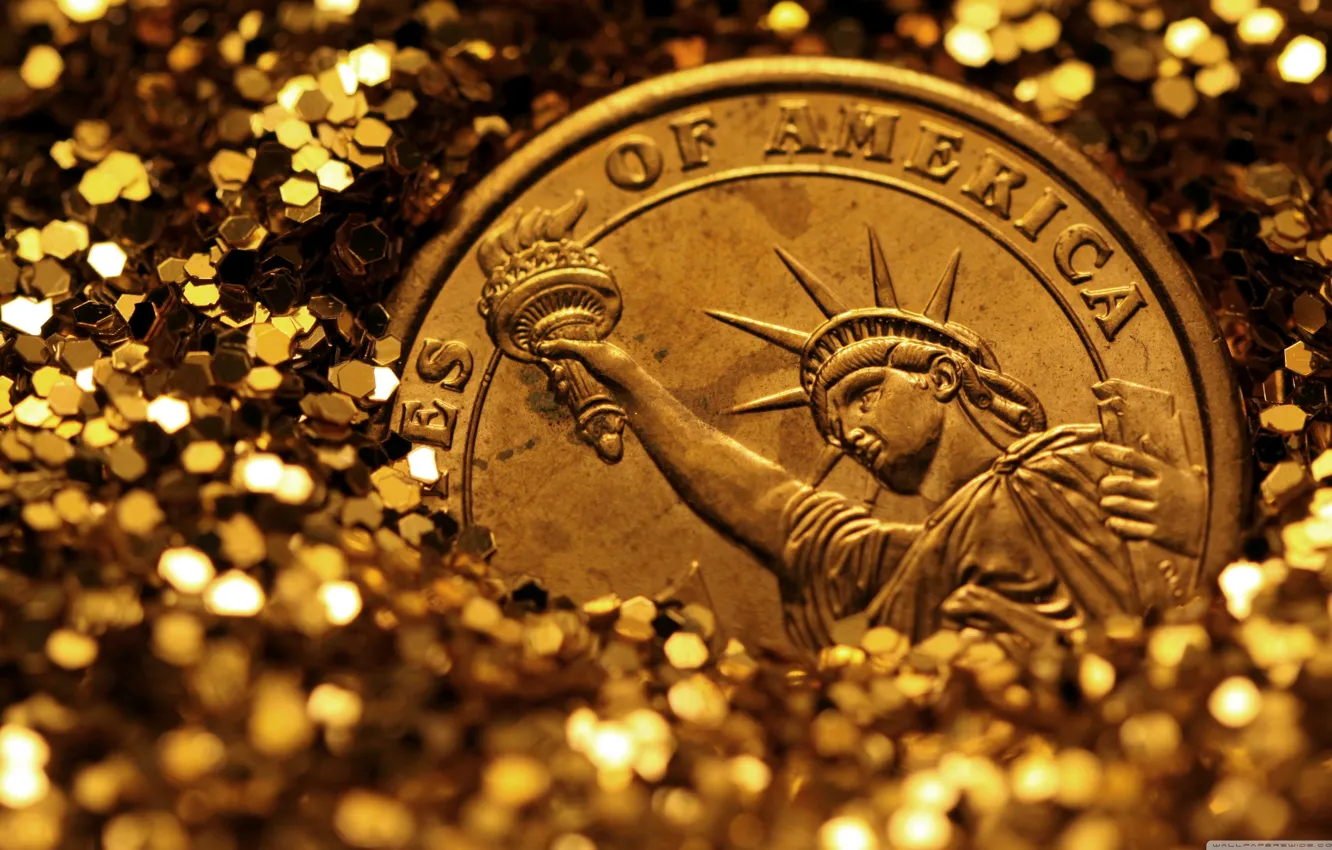 Фото обои gold, Statue of Liberty, currency