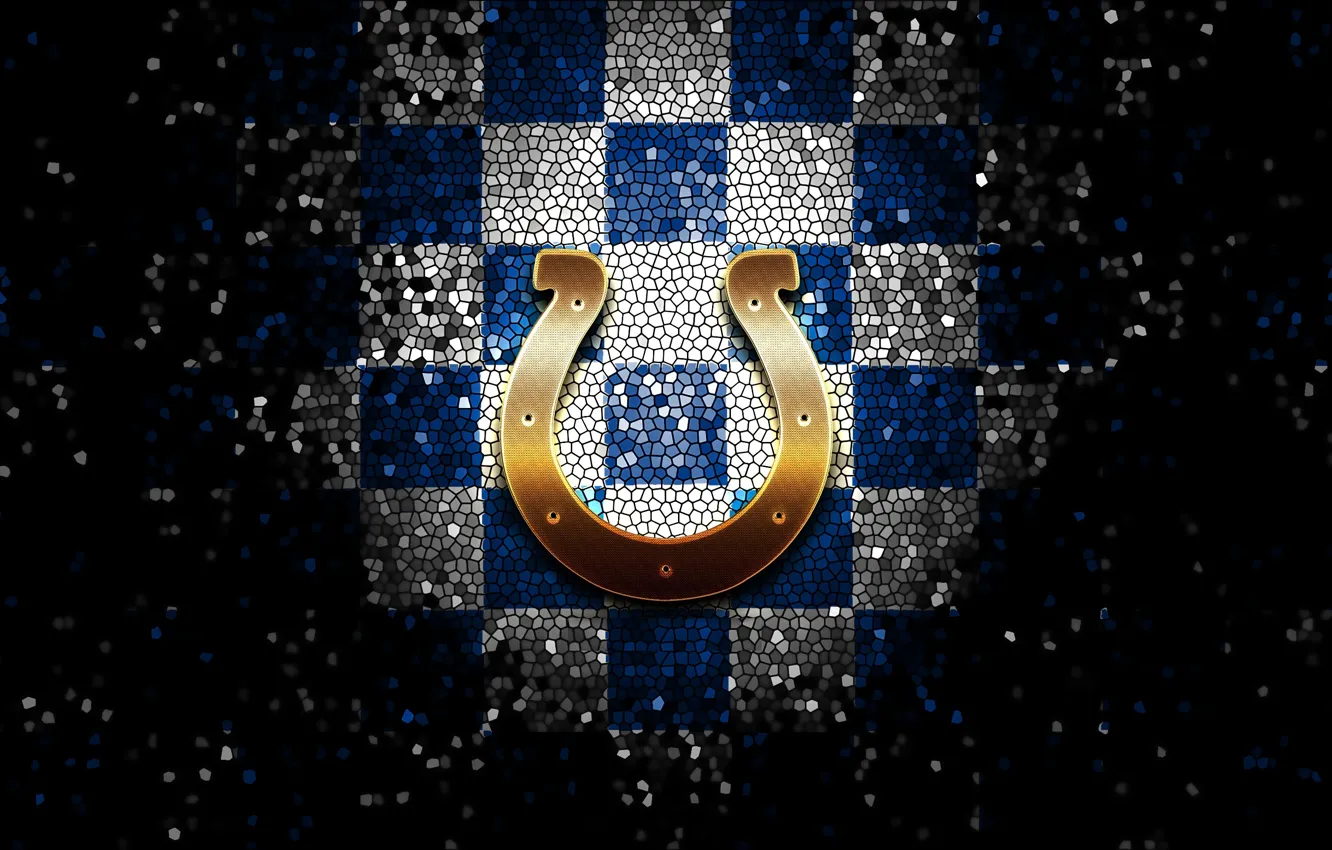 Фото обои wallpaper, sport, logo, NFL, glitter, checkered, Indianapolis Colts