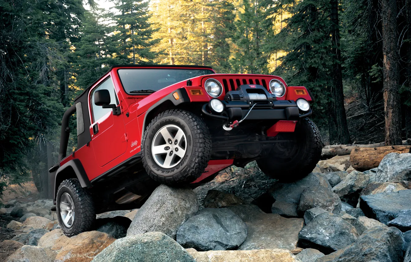 Фото обои red, wrangler, Jeep