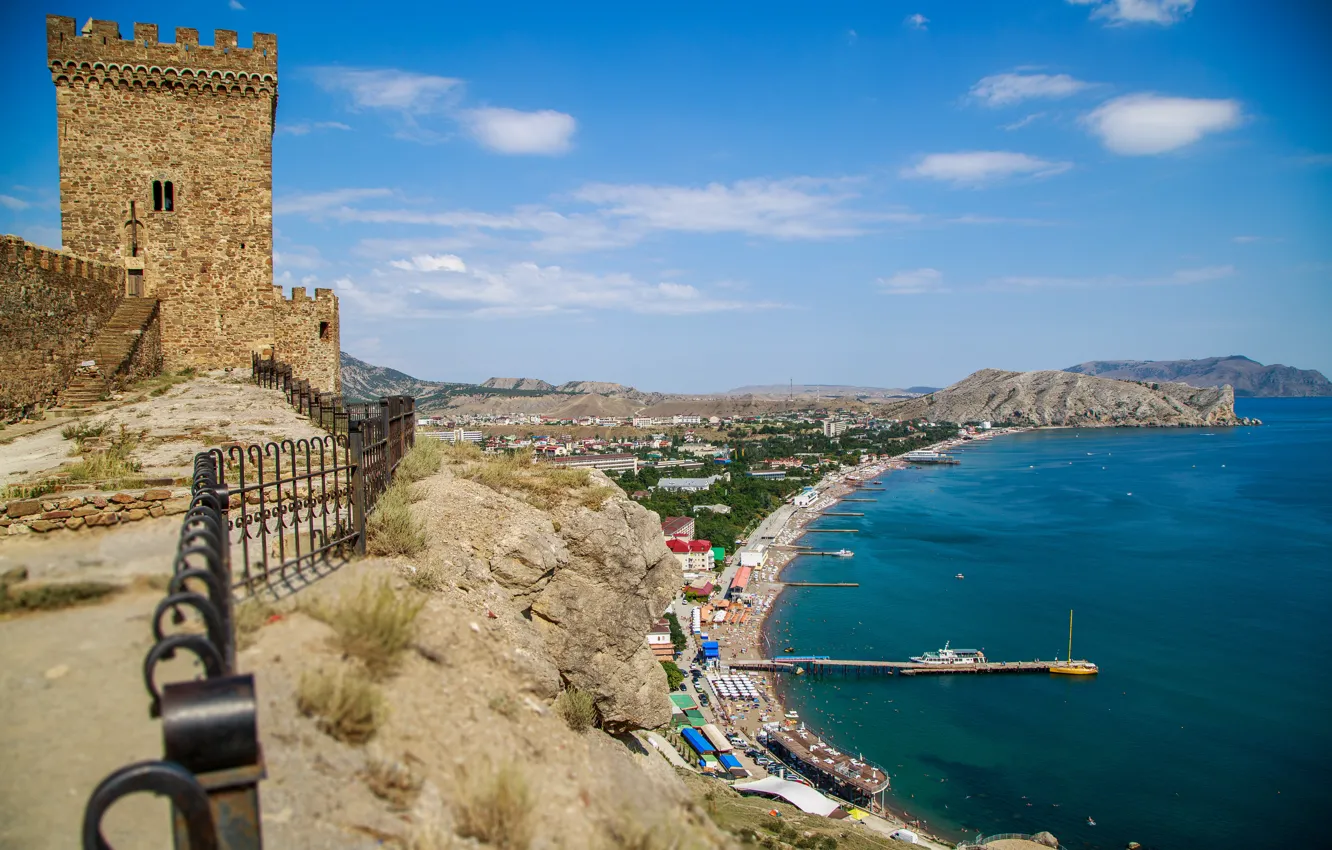 Фото обои море, Лето, Россия, Крым, Генуэзская крепость