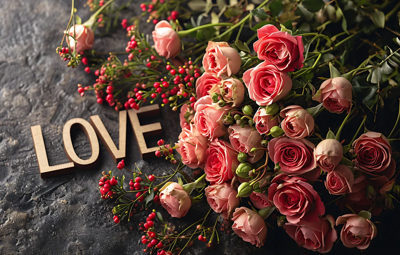 Фото обои любовь, цветы, романтика, сердце, розы, love, happy, День святого Валентина