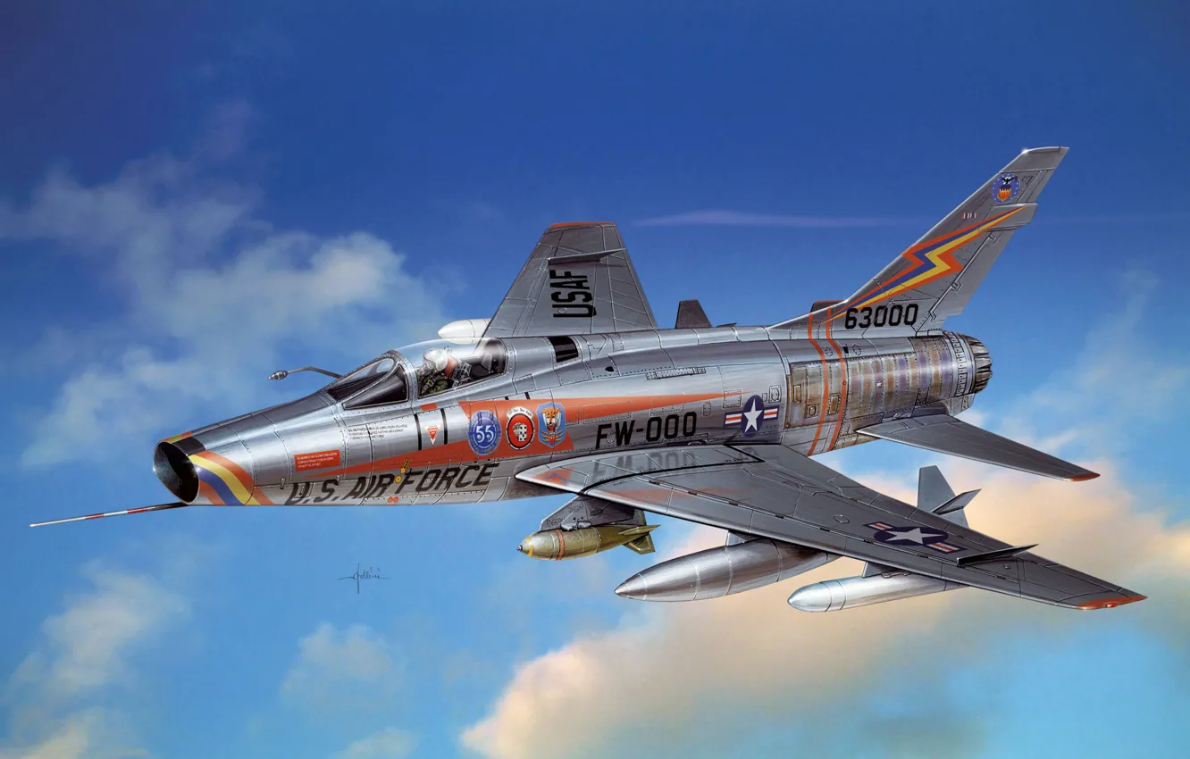 Фото обои самолет, истребитель, арт, бомбардировщик, серийный, американский, ВВС, разведчик