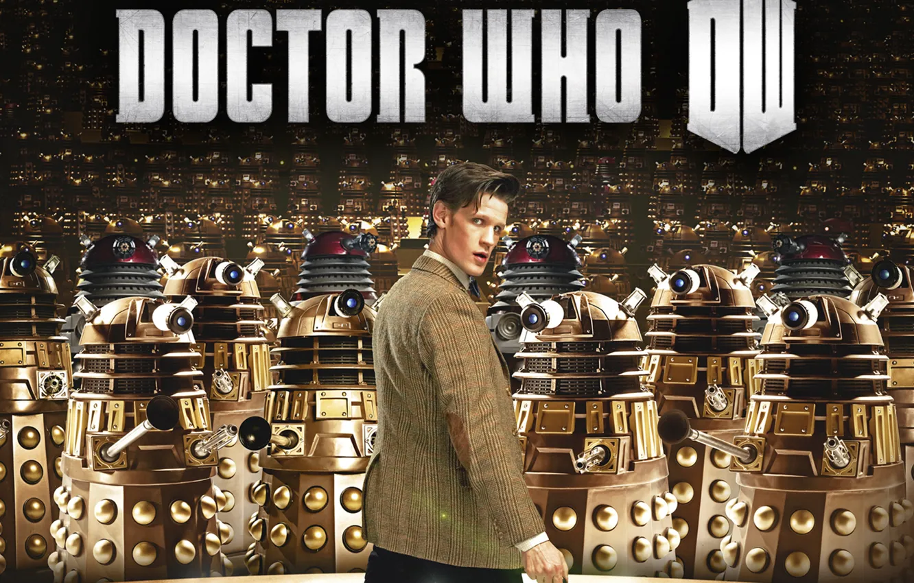 Фото обои взгляд, фантастика, логотип, актер, мужчина, Doctor Who, Доктор Кто, Мэтт Смит
