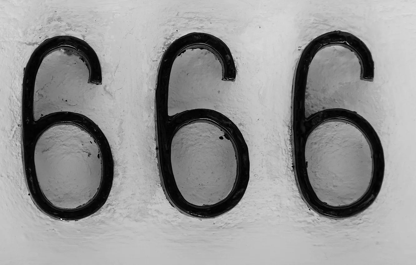 Фото обои номер, цифры, монохром, 666