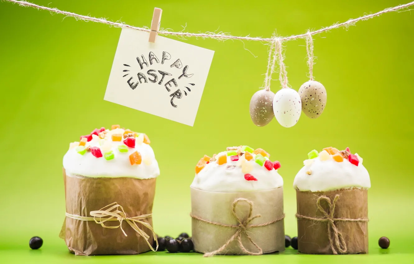 Фото обои яйца, Пасха, cake, кулич, spring, Easter, eggs, decoration