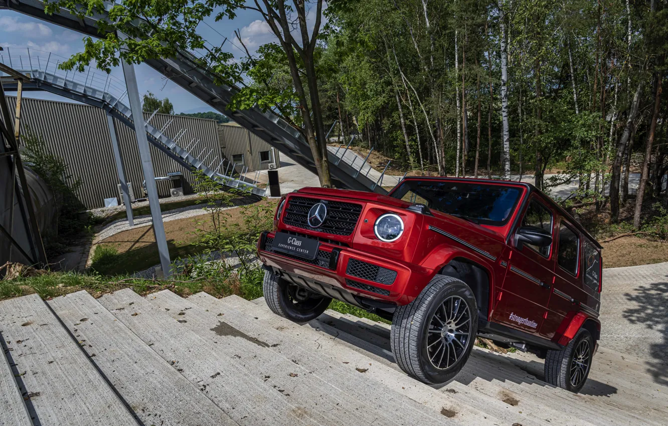 Фото обои красный, Mercedes-Benz, внедорожник, 4x4, G-Class, тесты, 2019