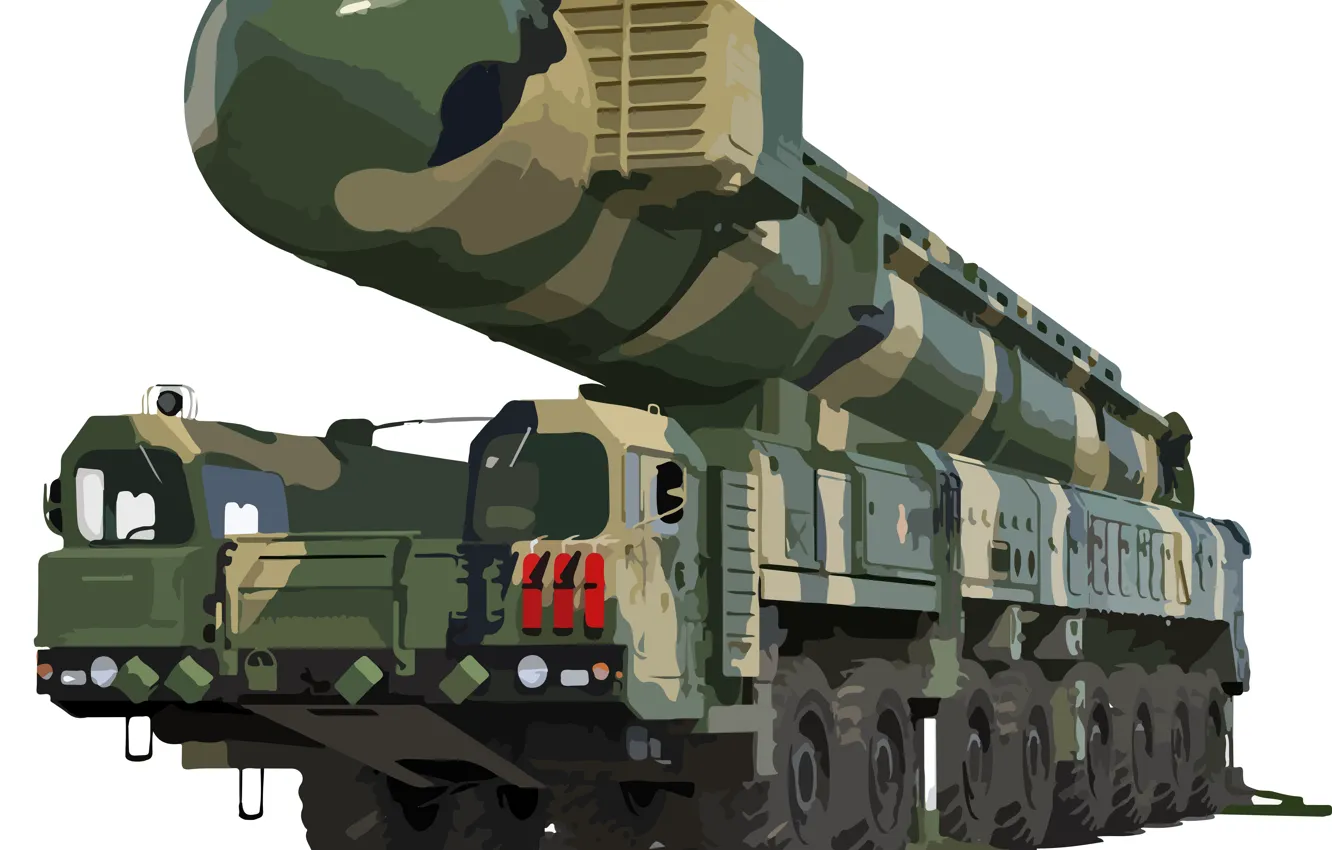 Фото обои Армия, Оружие, Арт, Вооружение, Тополь-М, Армия России, Баллистическая ракета, Защита