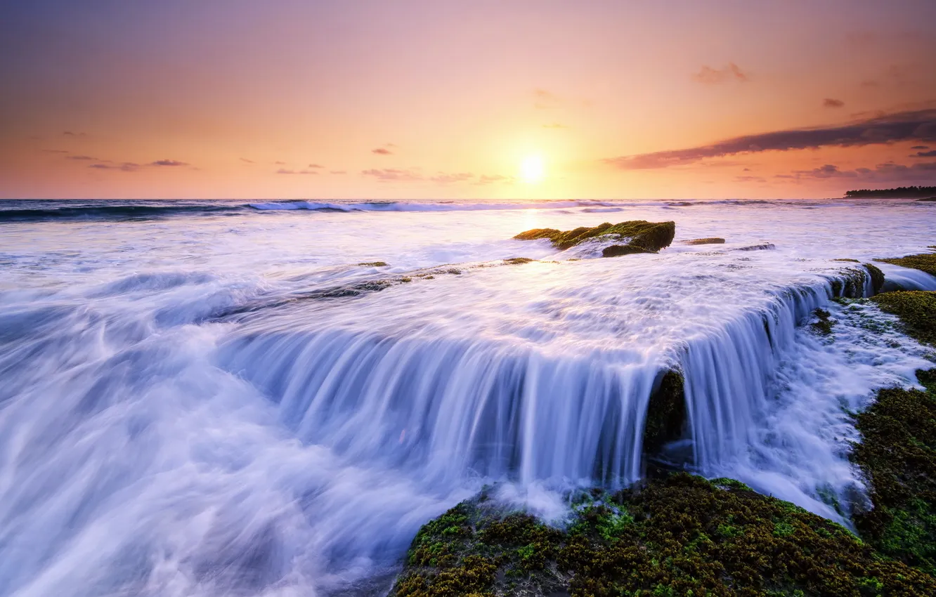 Фото обои море, пейзаж, закат, берег, Canggu, Lima Beach, Bali - Indonesia