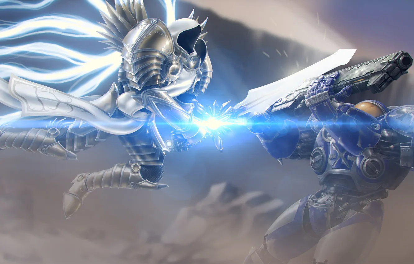 Фото обои starcraft, diablo, Jim Raynor, Tyrael, Heroes of the Storm