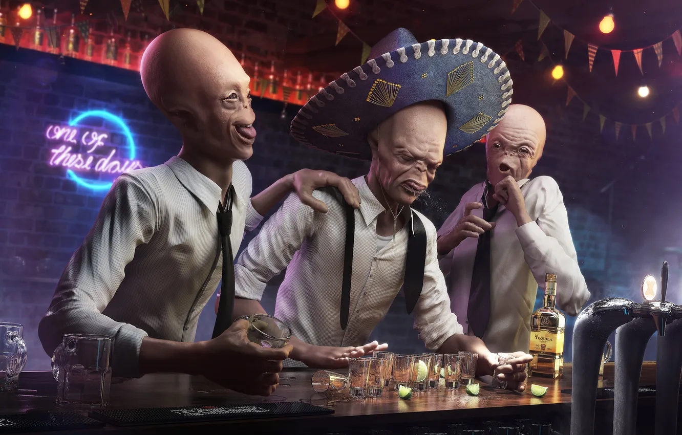 Фото обои шляпа, вечеринка, alien, Tequila