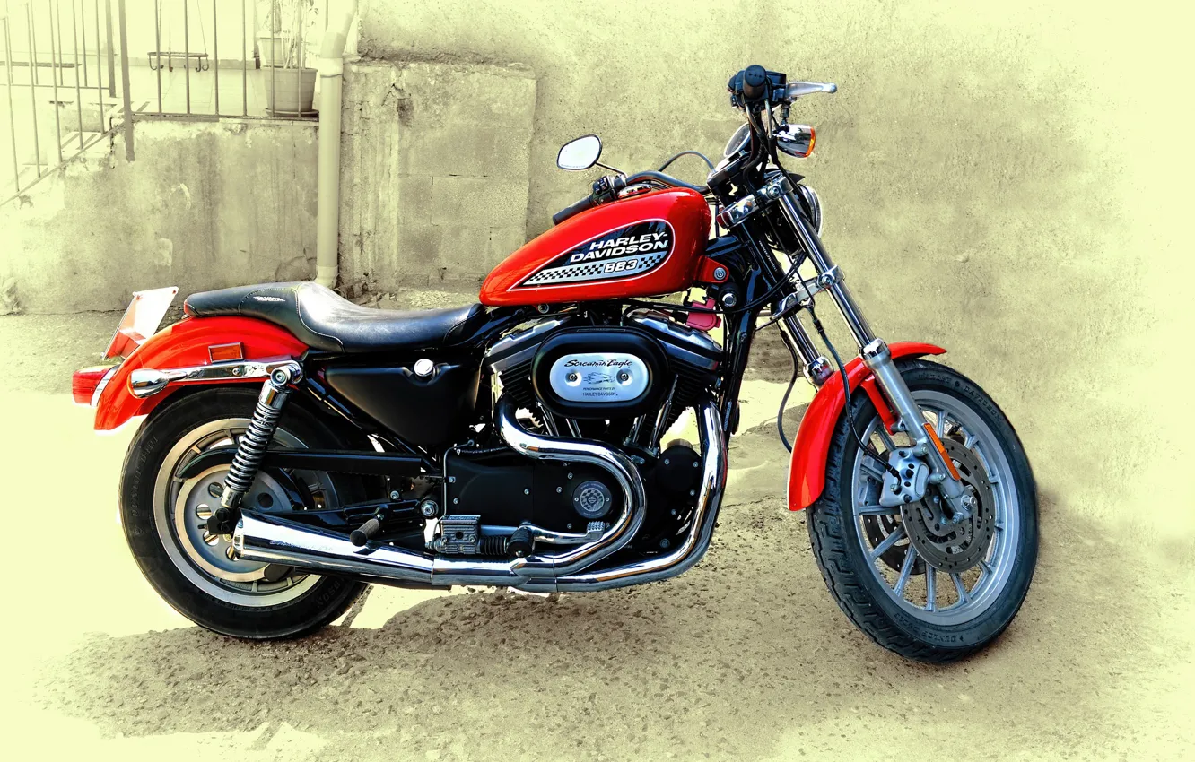 Фото обои фон, мотоцикл, Harley Davidson 883