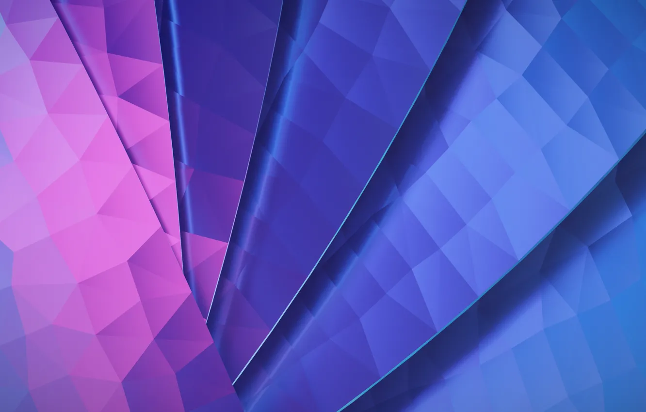 Фото обои Линии, Голубой, Linux, Фиолетовый, Абстракция, KDE, Plasma, Треугольники