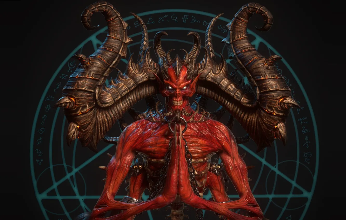 Фото обои рога, дьявол, пентаграмма, хоррор, Mephisto, Svein Yngve Sandvik Antonsen