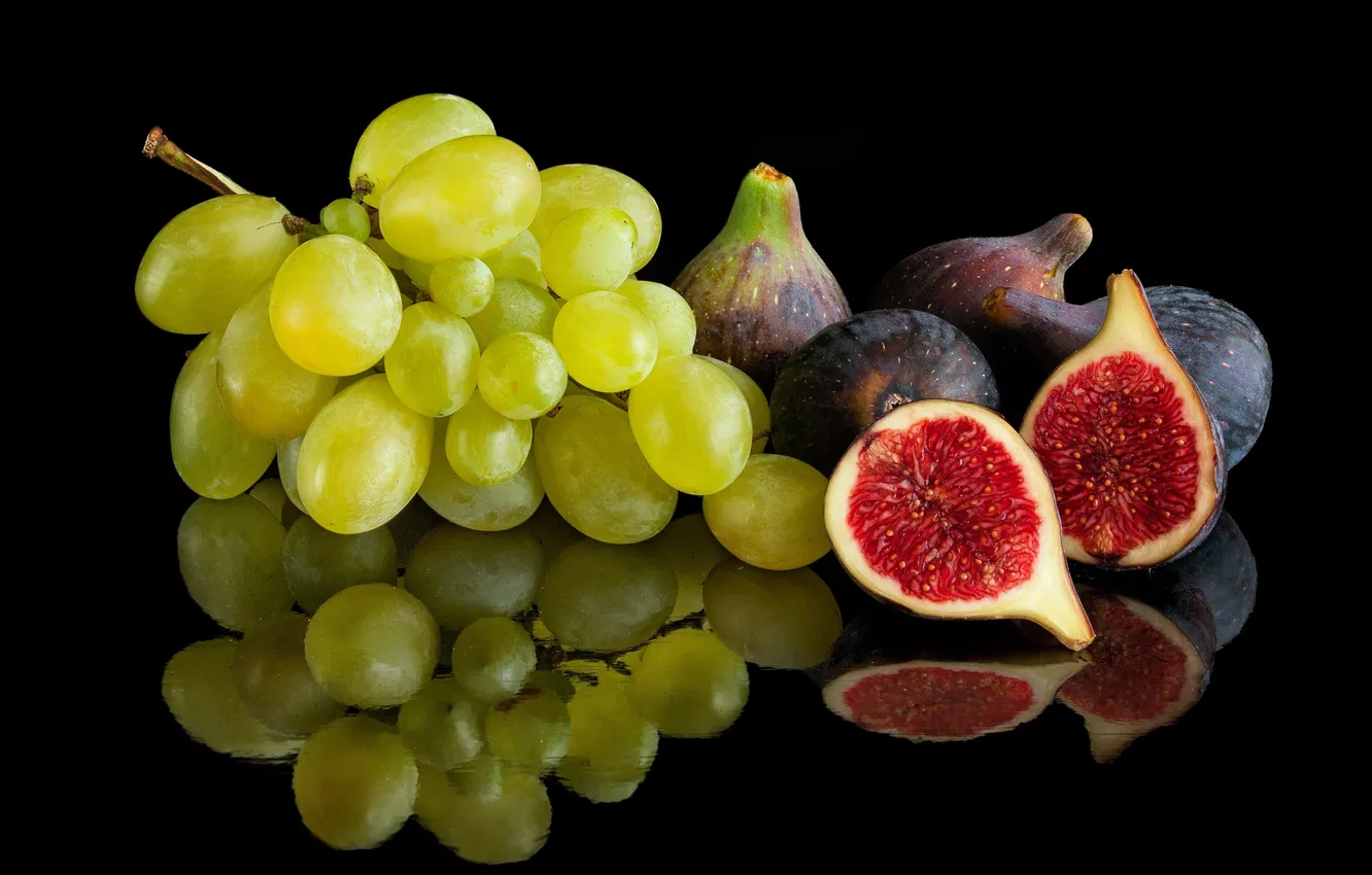 Фото обои отражение, виноград, инжир