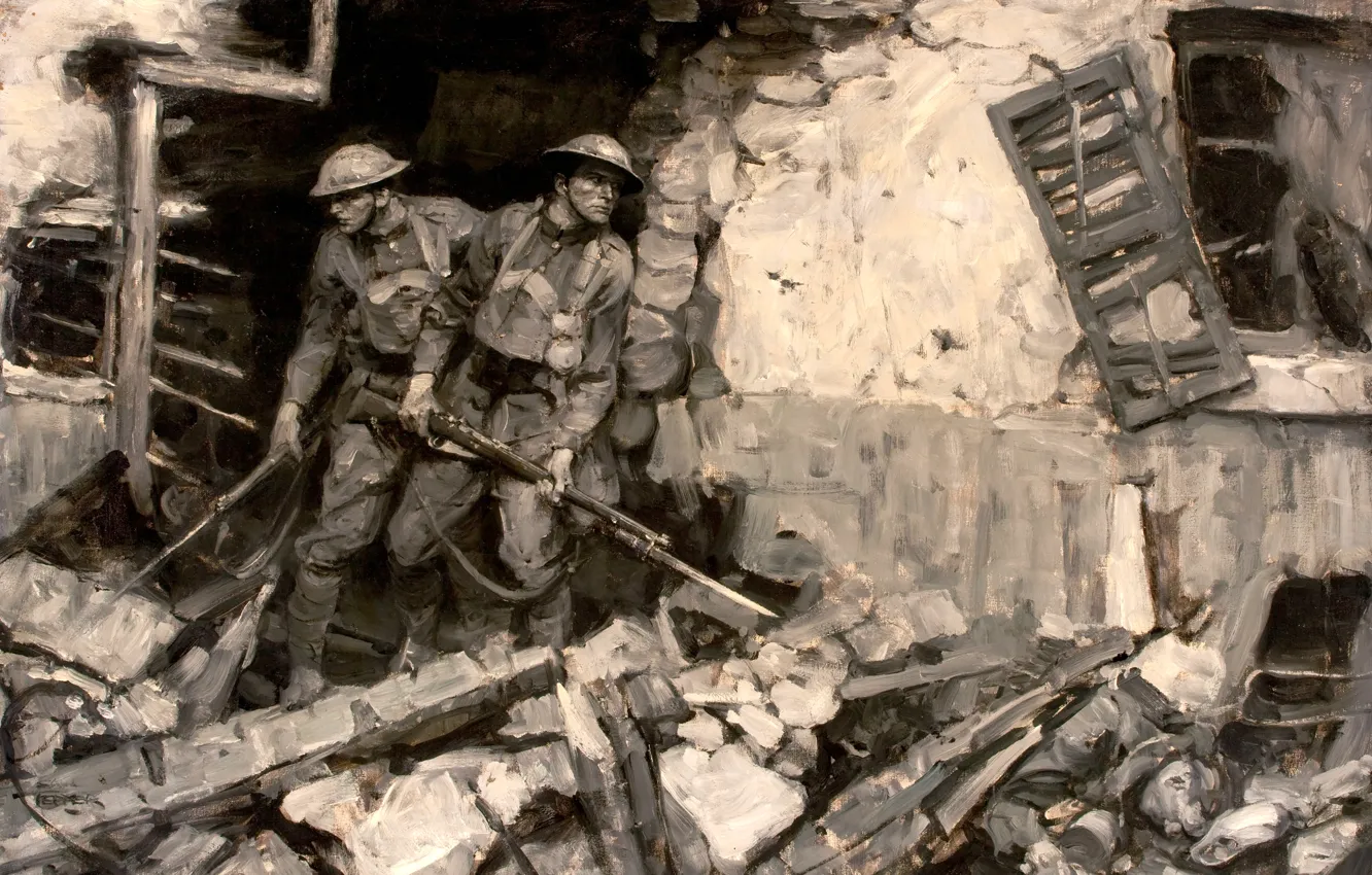 Фото обои война, солдаты, руины, Первая мировая война, Saul Tepper