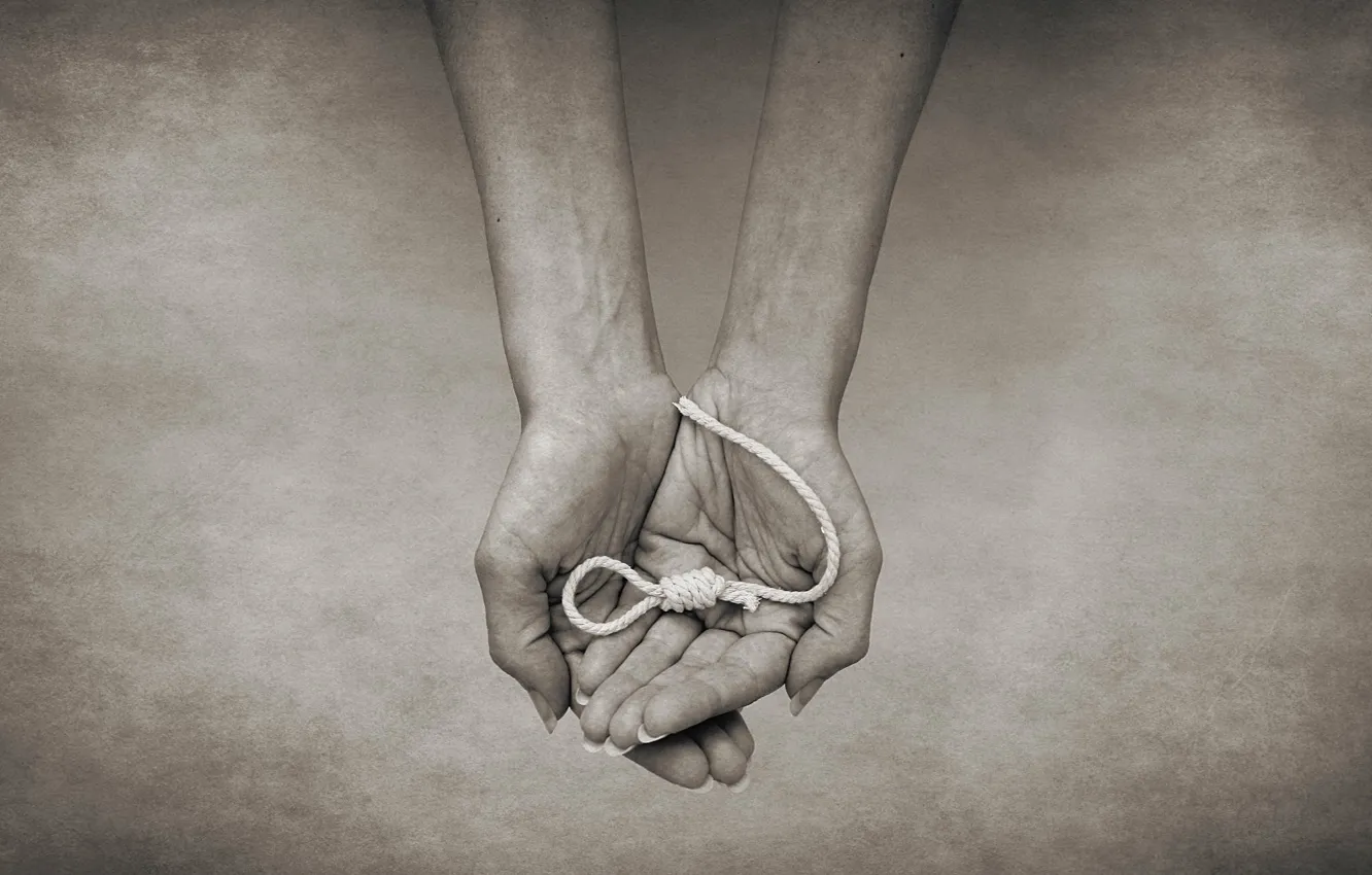 Фото обои руки, верёвка, петля