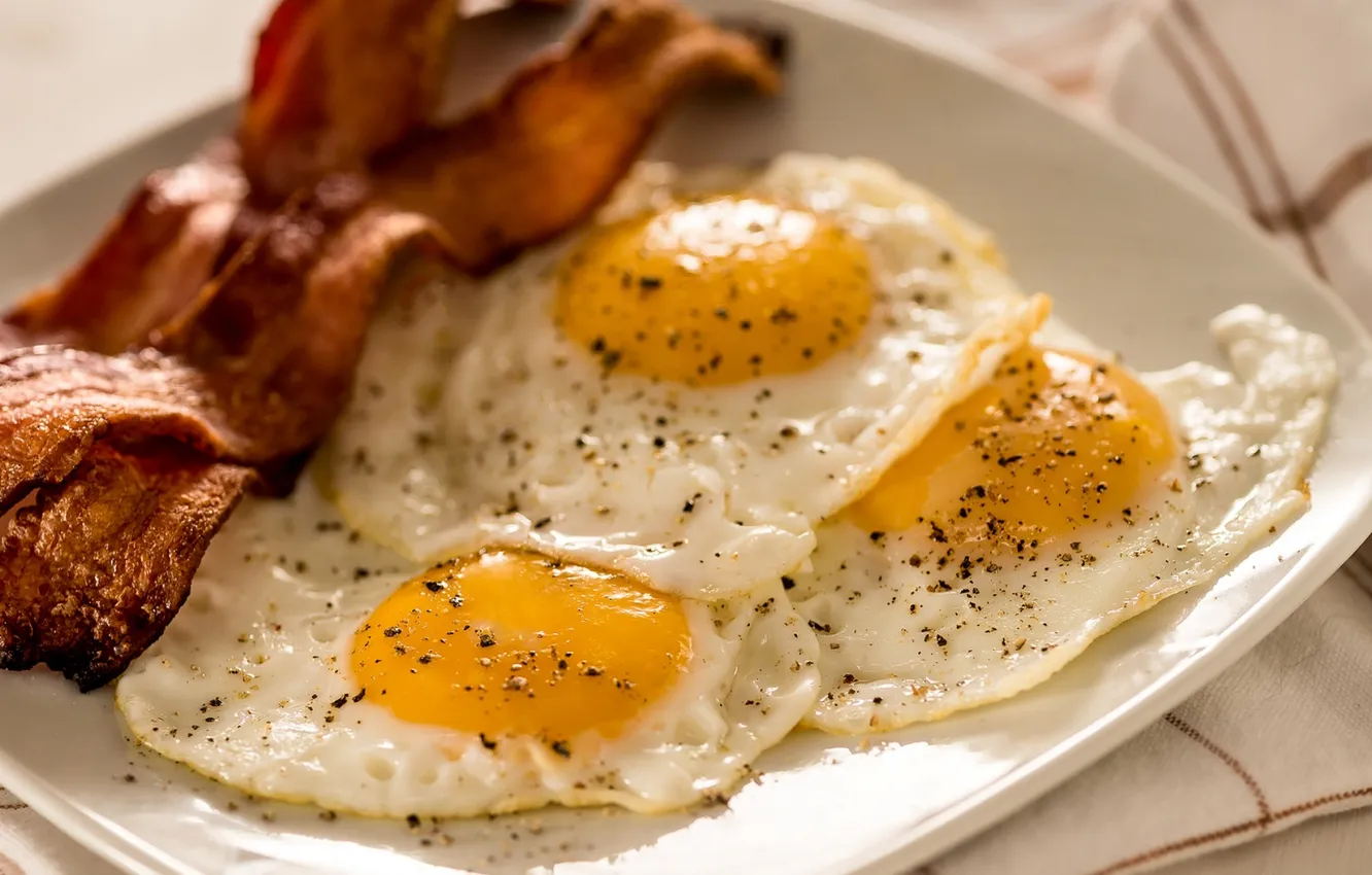 Фото обои Eggs, Breakfast, Bacon