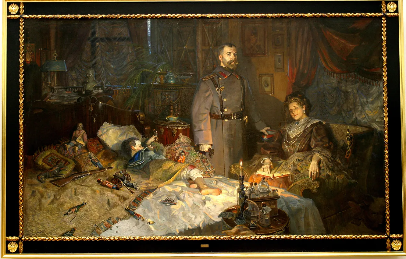 Фото обои картина, семья, Николай II, Павел Рыженко