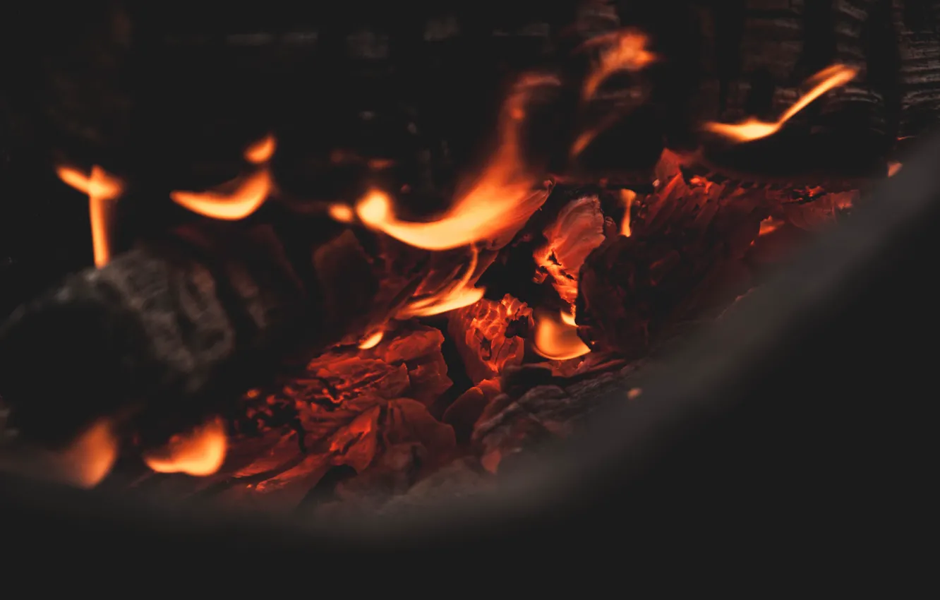 Фото обои огонь, пламя, костер, угли