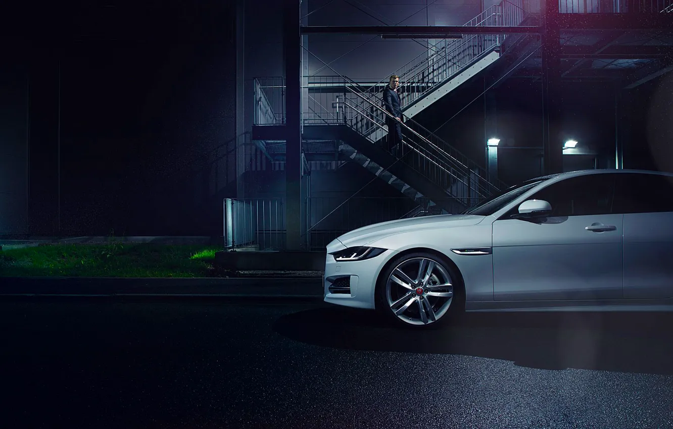 Фото обои Jaguar, Car, White, Side, Automotive, Premium, 2015, Ligth