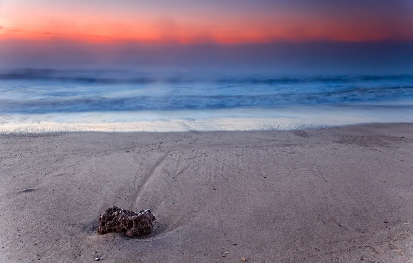 Фото обои море, туман, рассвет, берег, камень, аргентина