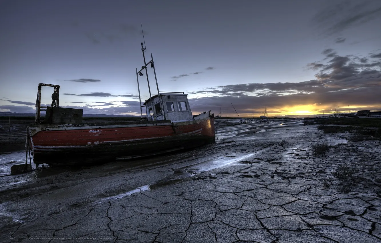 Фото обои sunset, boats, Lower Heswall, Sheldrakes