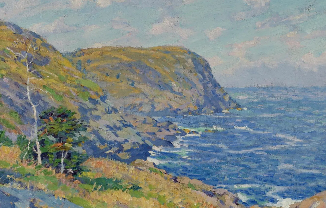 Фото обои море, пейзаж, картина, Charles Ebert, Black Head. Monhegan Island, Чарльз Эберт