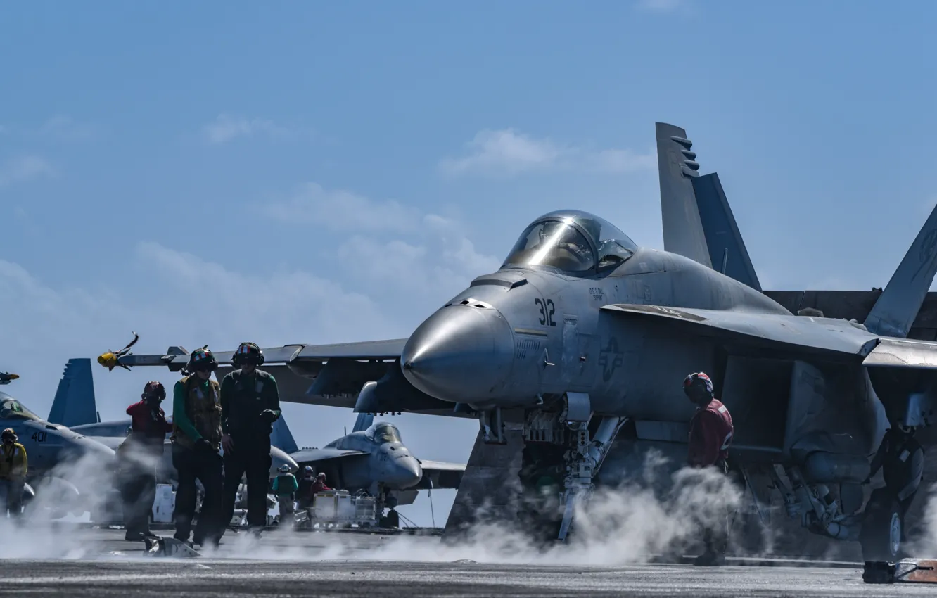 Фото обои Super Hornet, Супер Хорнет, палубный истребитель, FA-18E