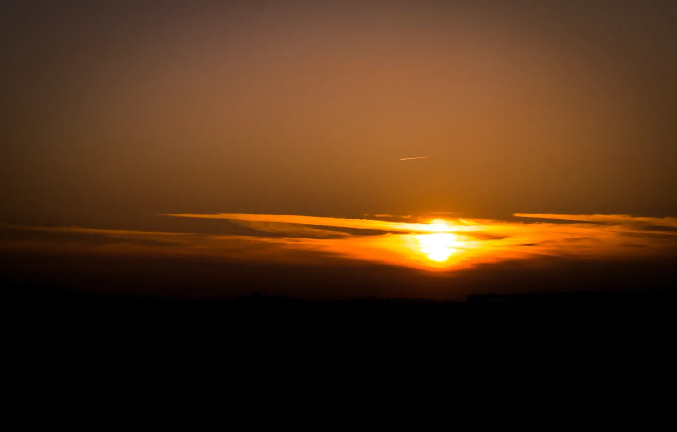 Фото обои Sky, Sunset, Autumn, Evening, View, Plane, Dusk