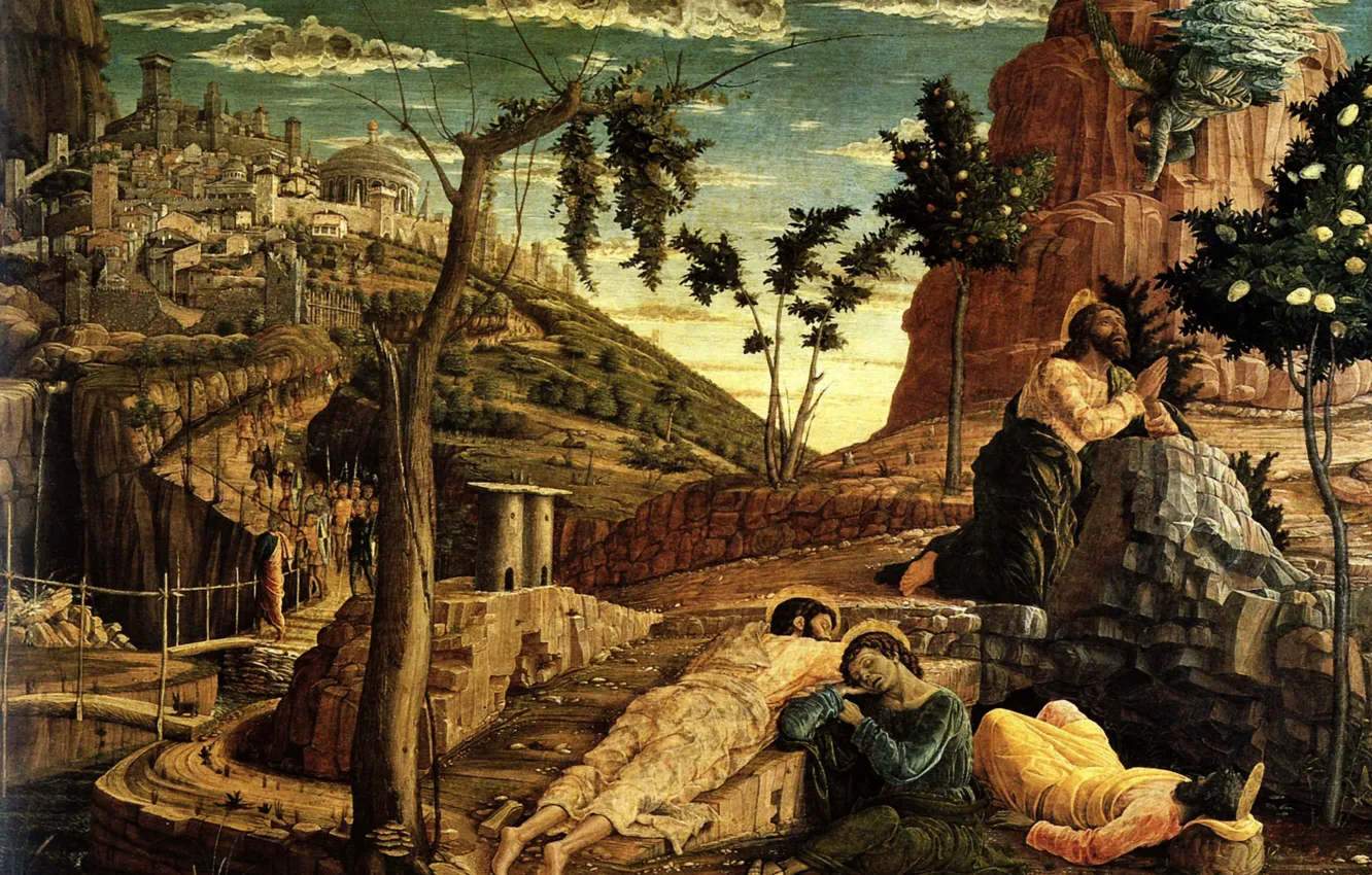 Фото обои Tours, Andrea Mantegna, Bois transposé sur Toile, 1459, musée des Beaux Arts, La Prière au …