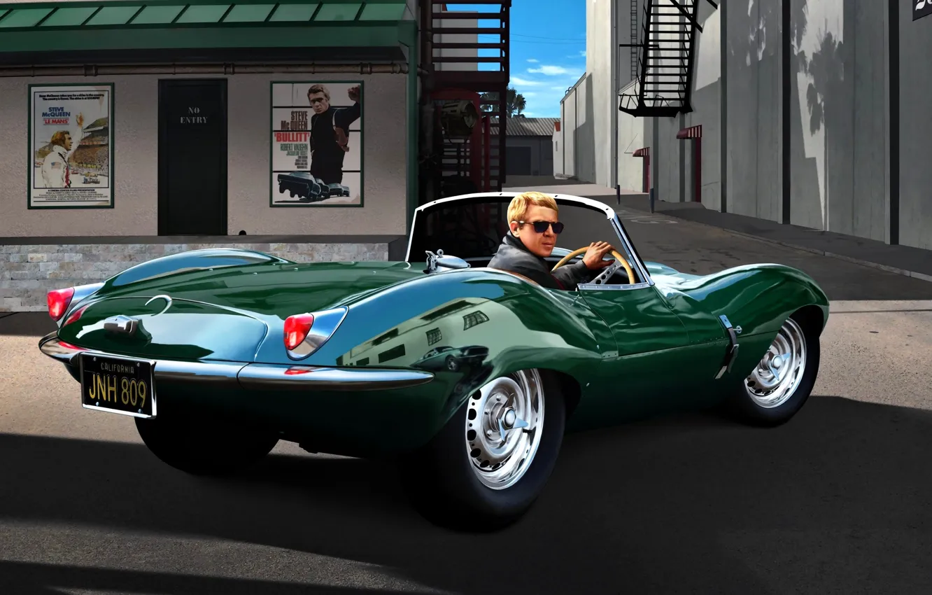 Фото обои Jaguar, актёр, XKSS, Steve McQueen