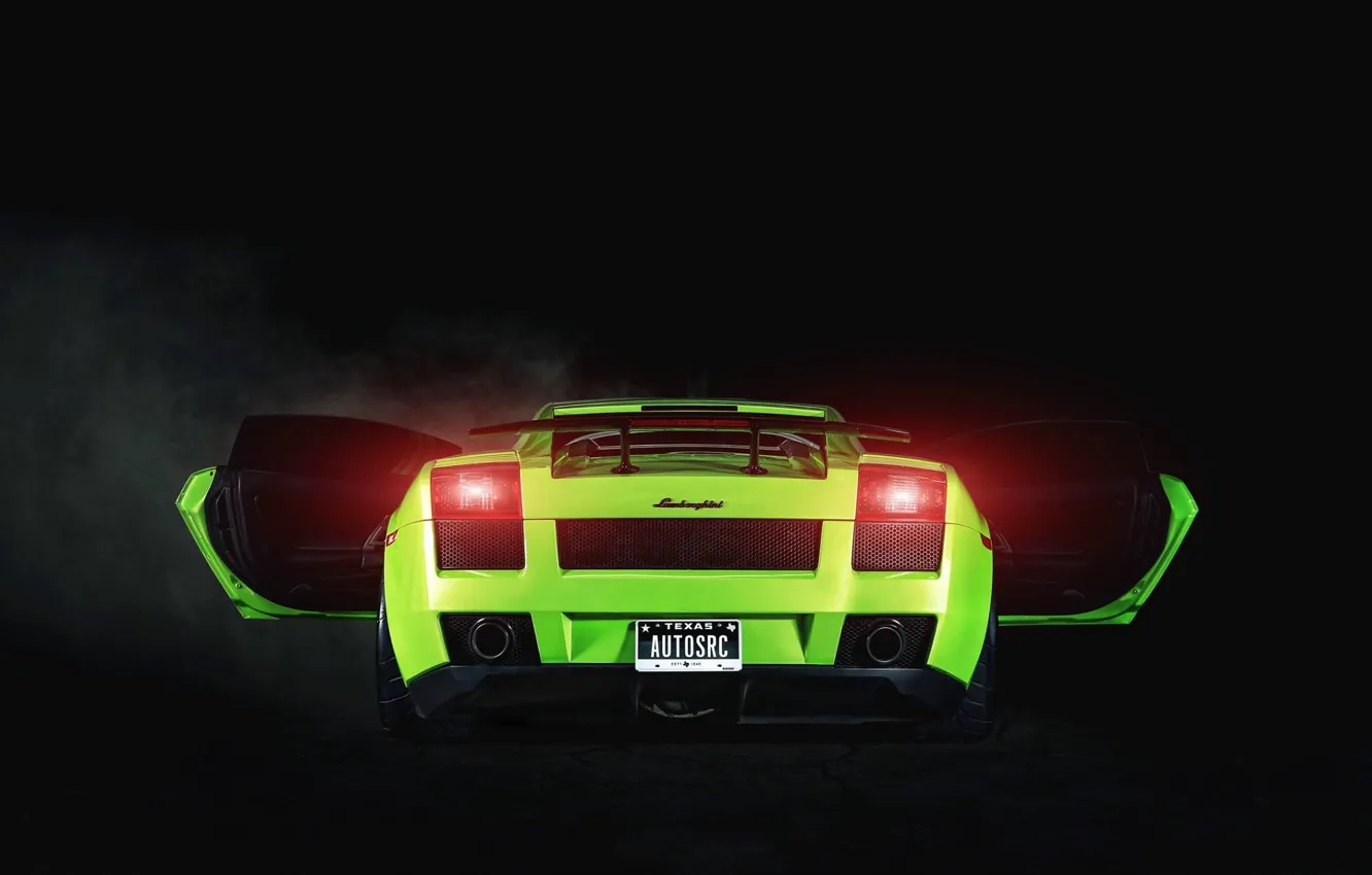 Фото обои Lamborghini, Gallardo, Green, Yoda, 2005, Supercar, Project, Rear