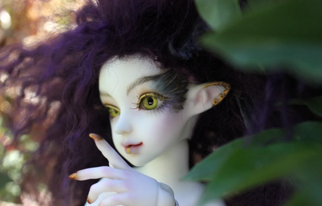 Фото обои кукла, фиолетовые волосы, doll, BJD