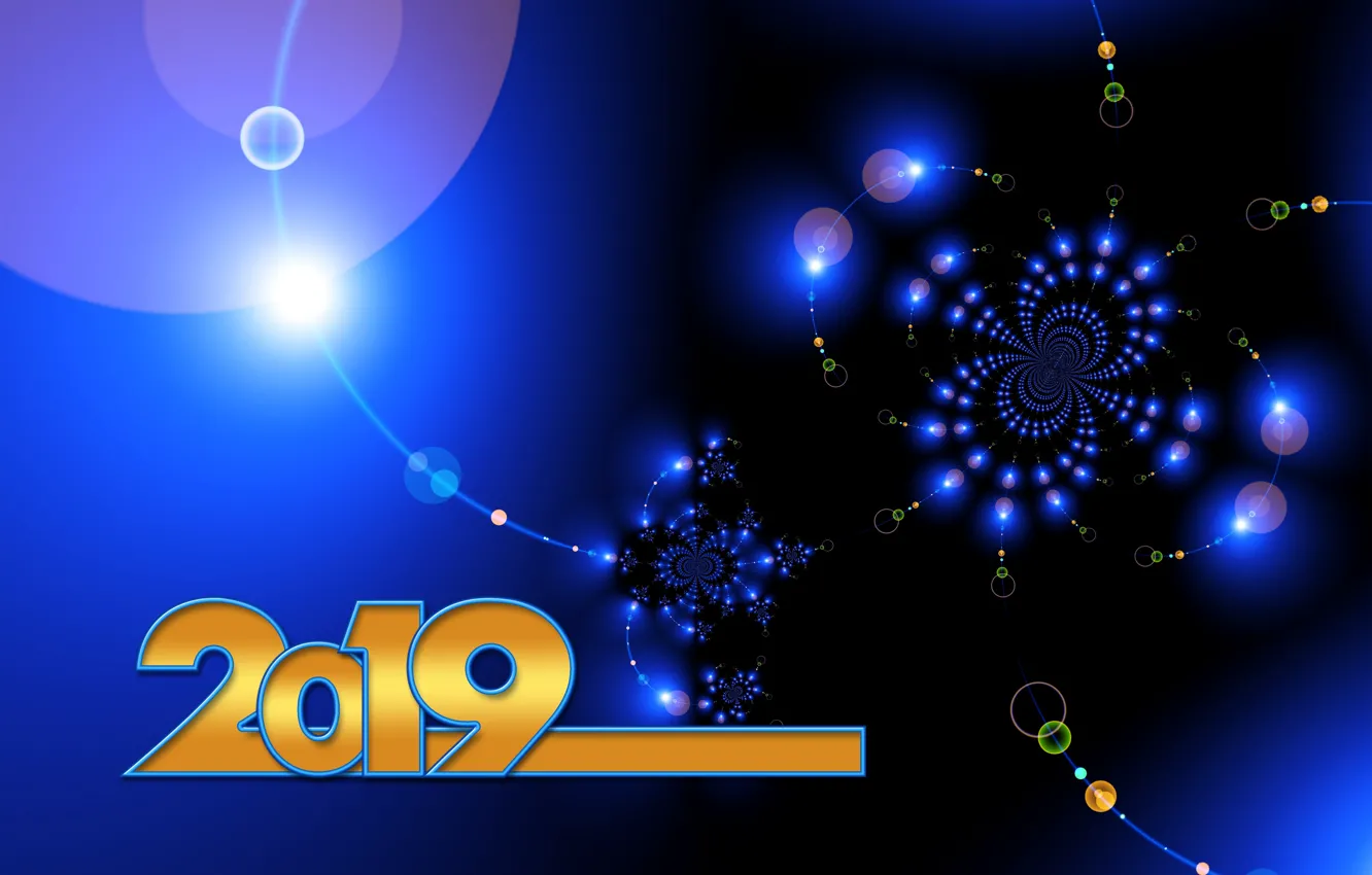 Фото обои огни, фон, Новый год, иллюстрация, 2019