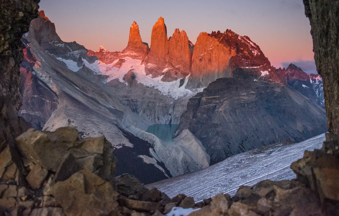 Фото обои облака, снег, горы, природа, озеро, скалы, Чили, Chile