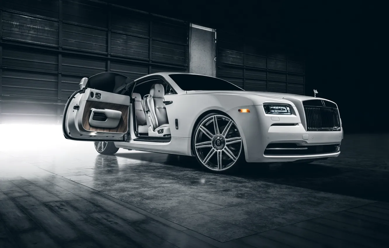 Фото обои Rolls-Royce, Car, White, Wheels, Class, Premium, Wraith, Vellano
