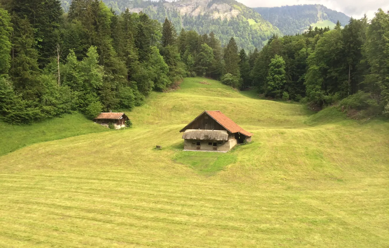 Фото обои House, Switzerland, Swiss Alps