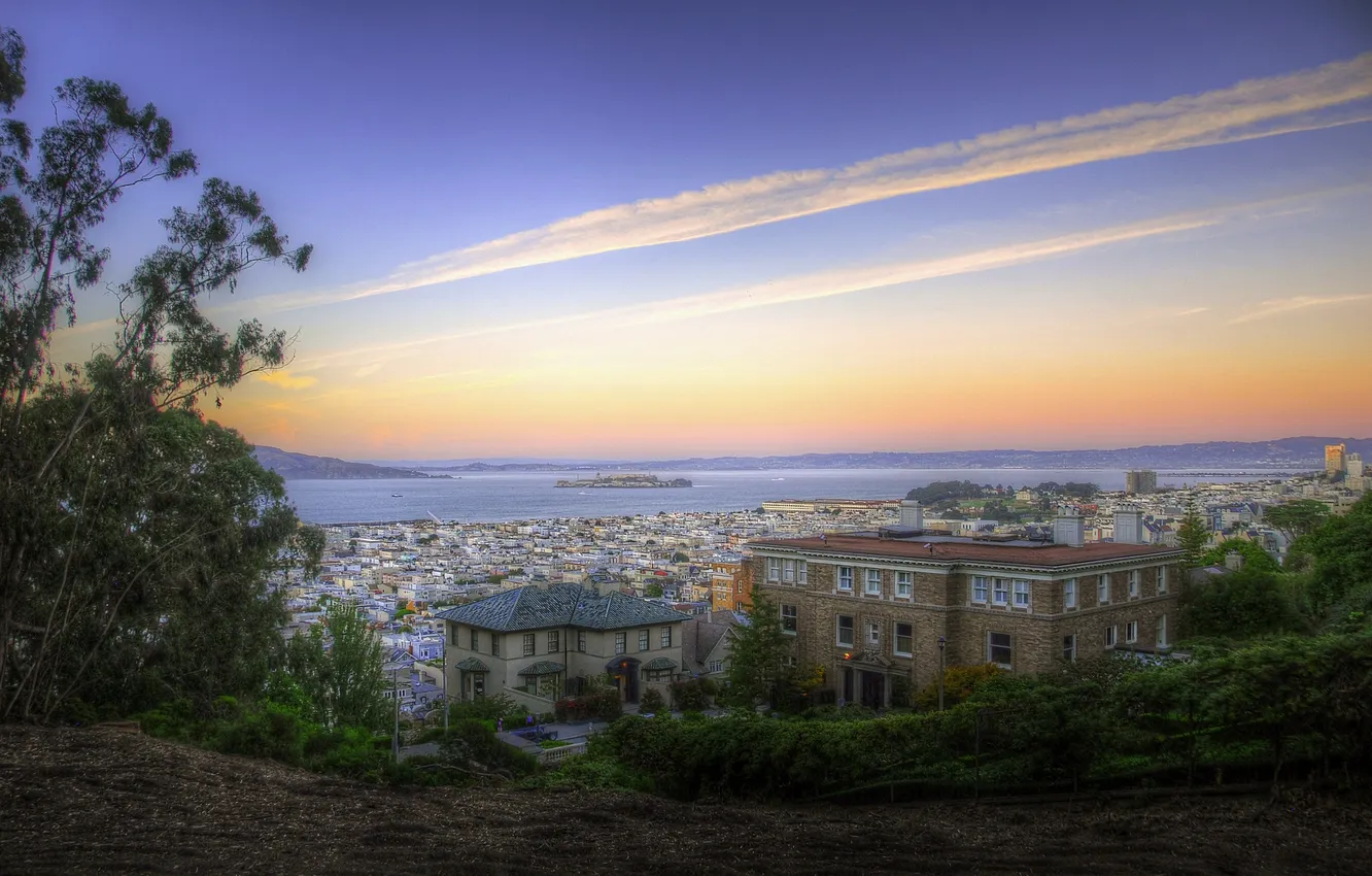 Фото обои Калифорния, Сан-Франциско, sunset, California, San Francisco, usa, Alcatraz Island